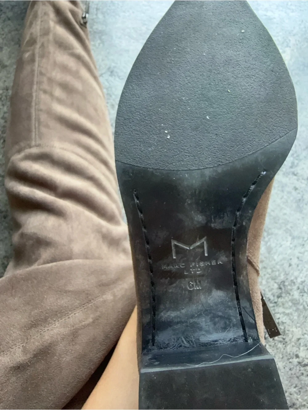 Marc Fisher Over-the-Knee Suede Boots in Taupe